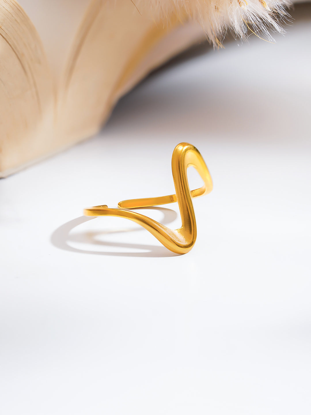 Demi Fine 18K Gold Plated Stainless steel Freeform Wave Open Ring Length - Adjustable
