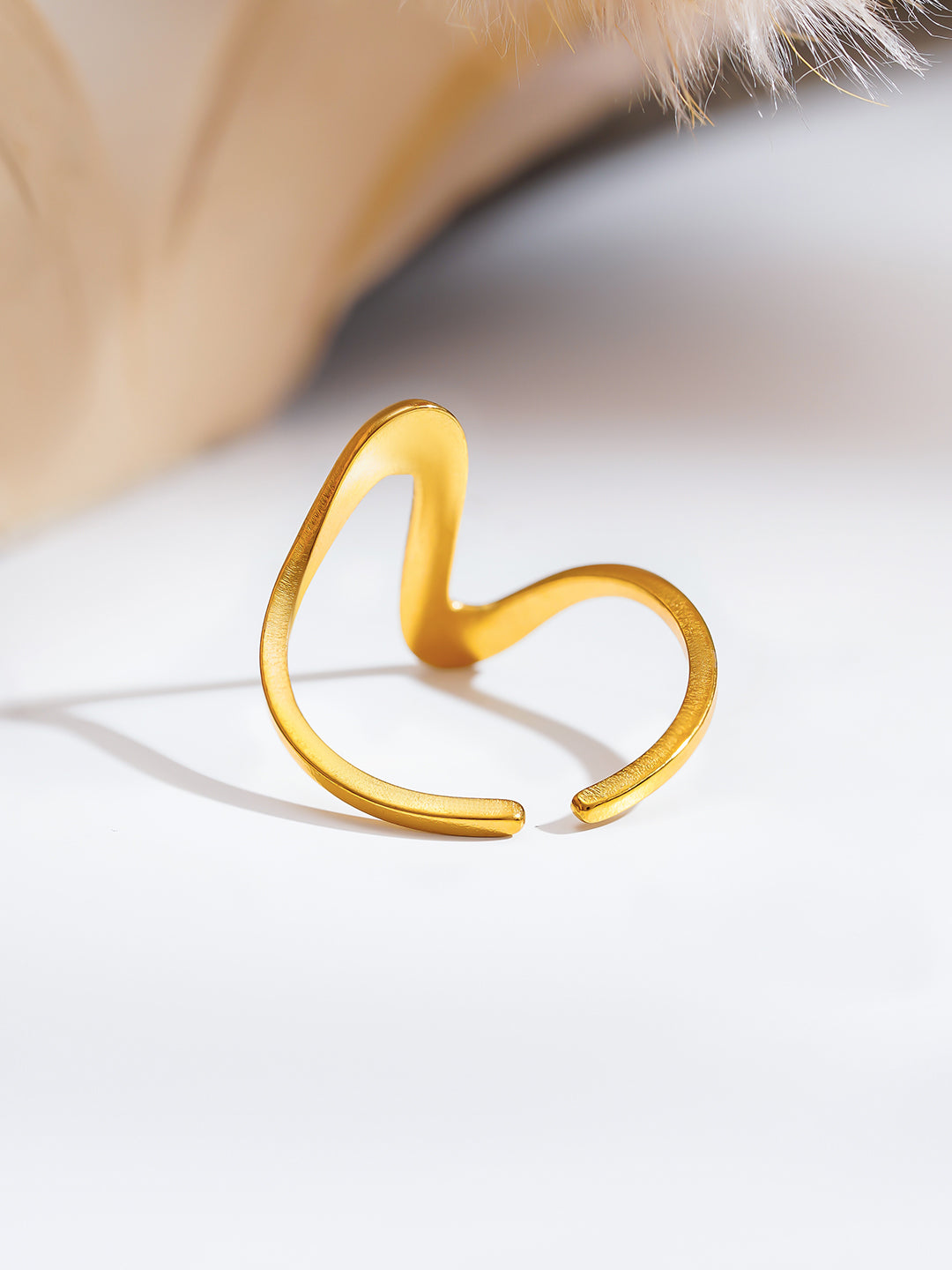 Demi Fine 18K Gold Plated Stainless steel Freeform Wave Open Ring Length - Adjustable