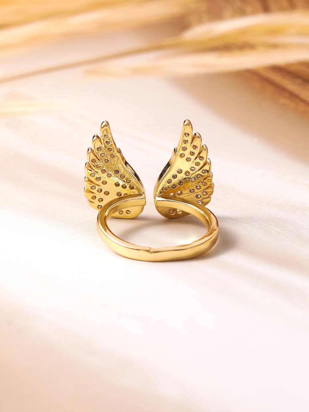 Wings Design American Diamond Zirconia Gold Ring Gold