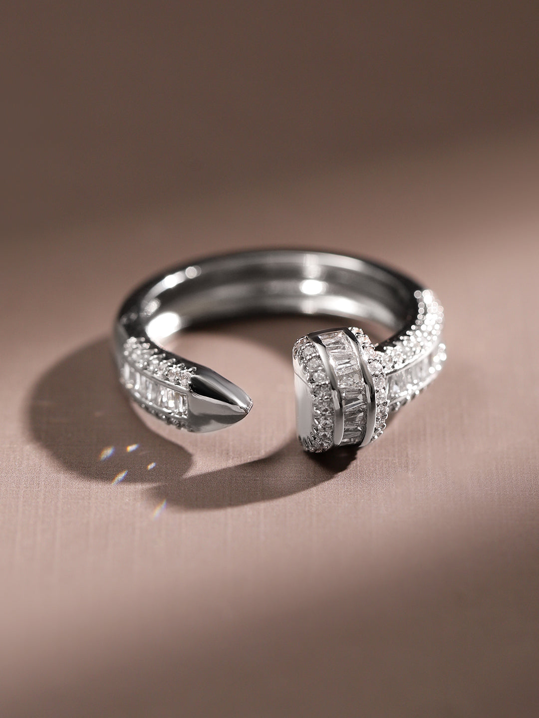 American Diamond Zirconia Silver Polish Ring Silver
