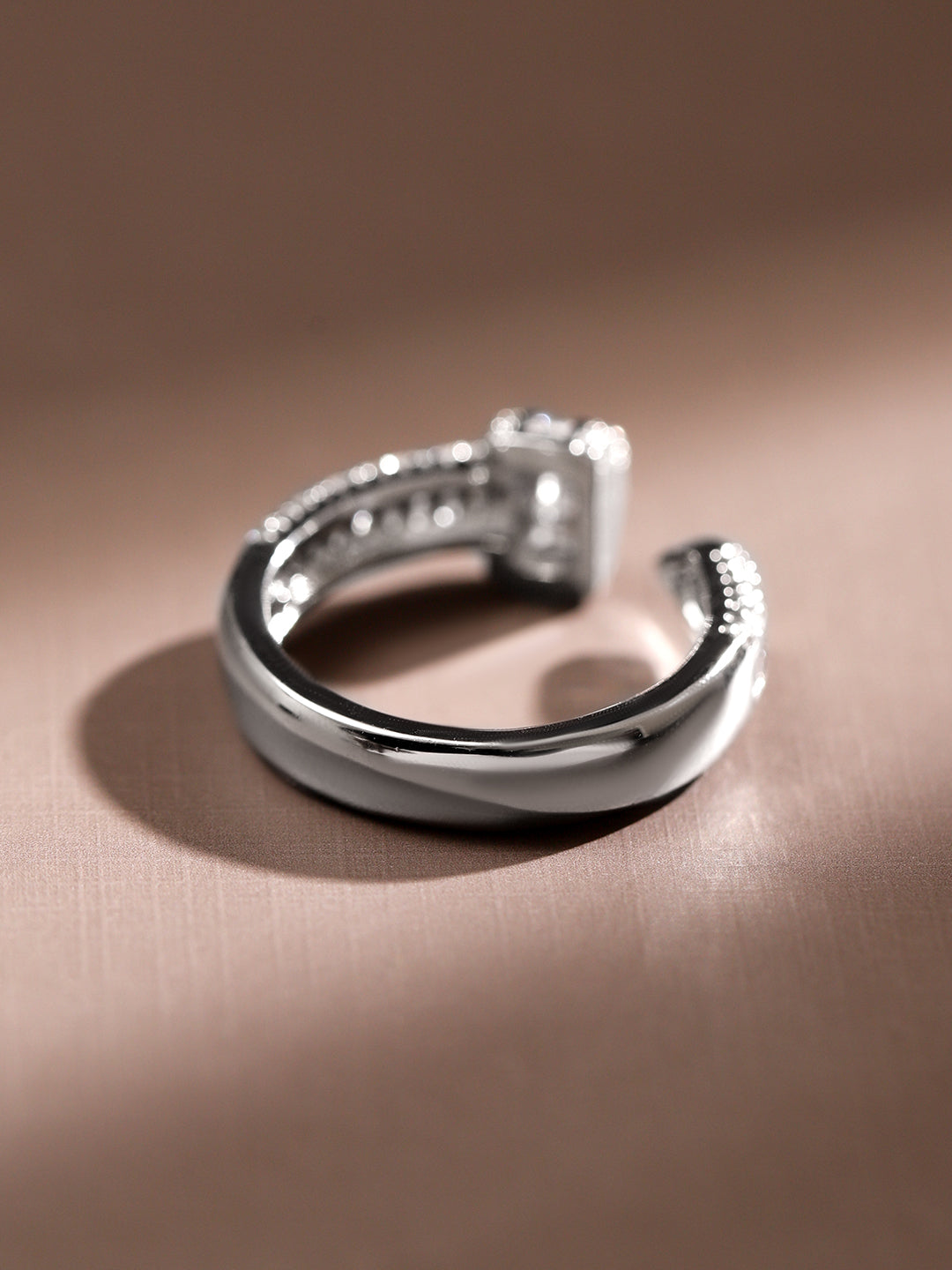 American Diamond Zirconia Silver Polish Ring Silver