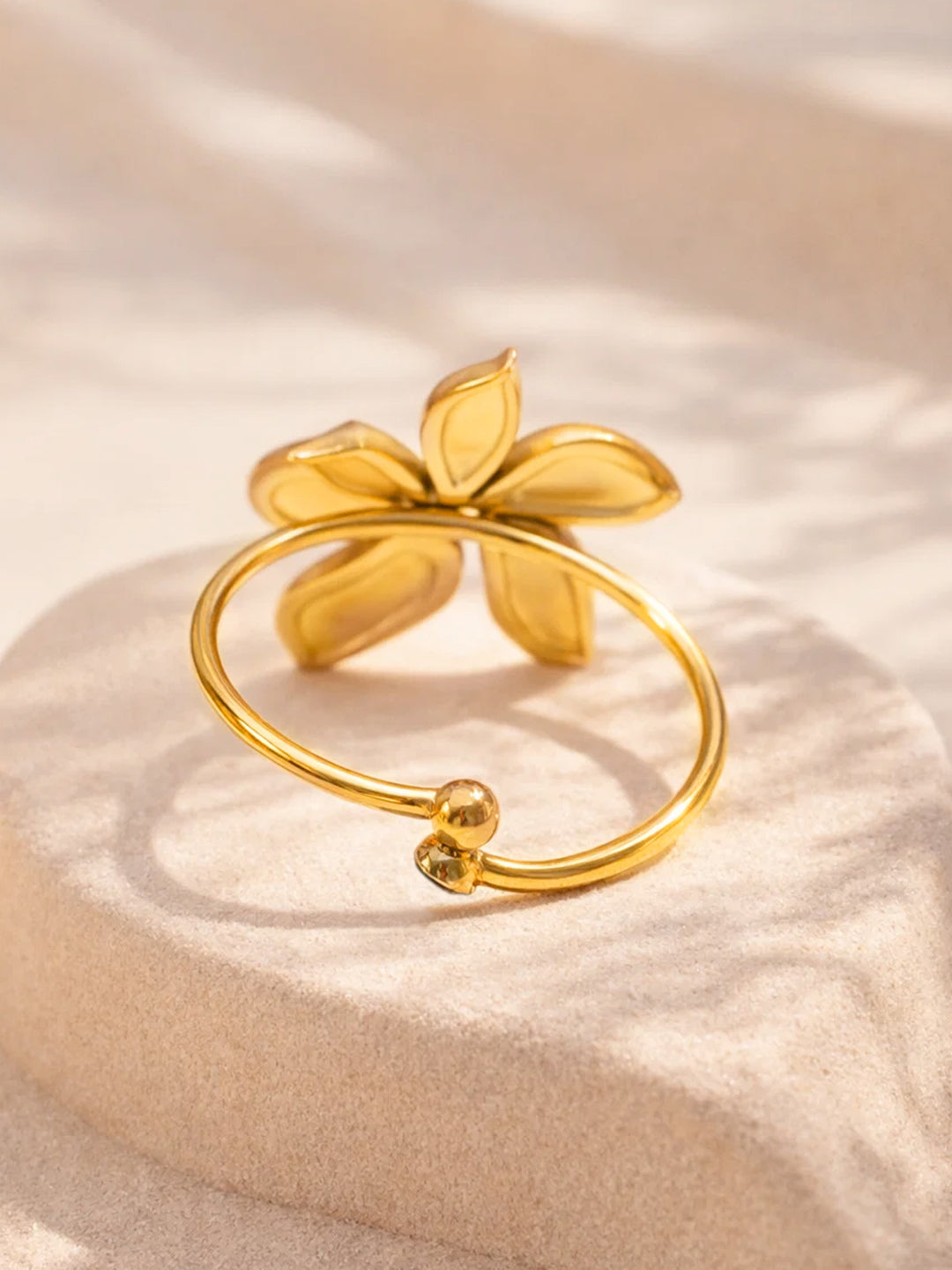 Demi Fine 18K Gold Plated Stainless steel Floral Adjustable Ring Length - Adjustable