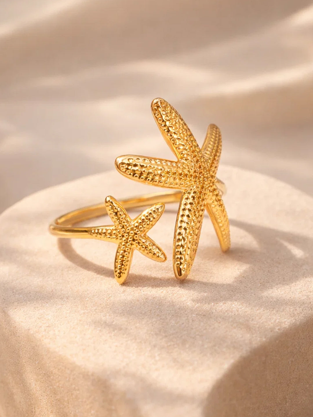 Demi Fine 18K Gold Plated Stainless steel Starfish Open Adjustable Ring Length - 2.1 cm
