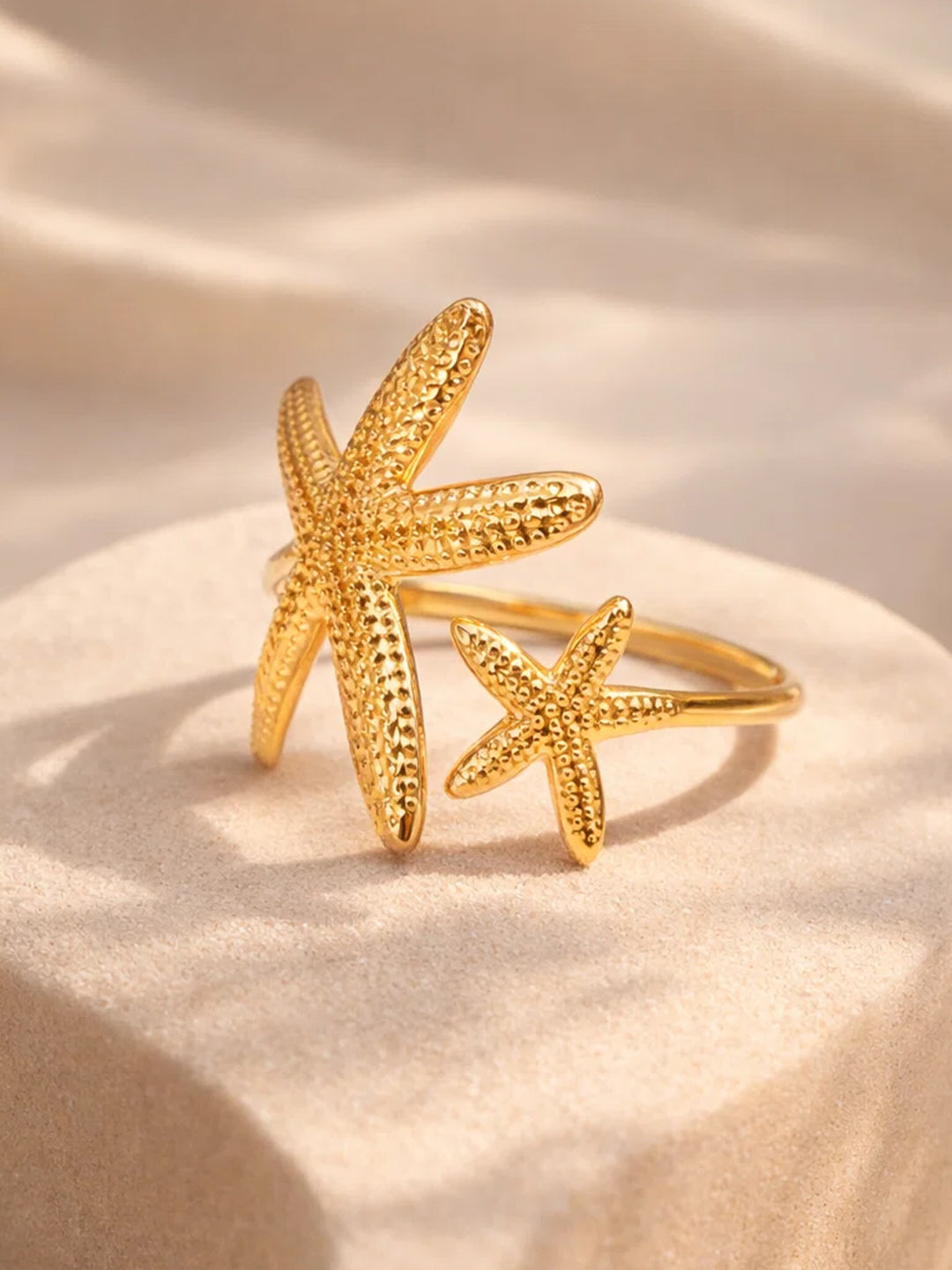 Demi Fine 18K Gold Plated Stainless steel Starfish Open Adjustable Ring Length - 2.1 cm