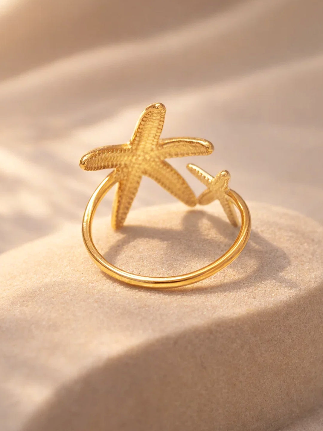 Demi Fine 18K Gold Plated Stainless steel Starfish Open Adjustable Ring Length - 2.1 cm