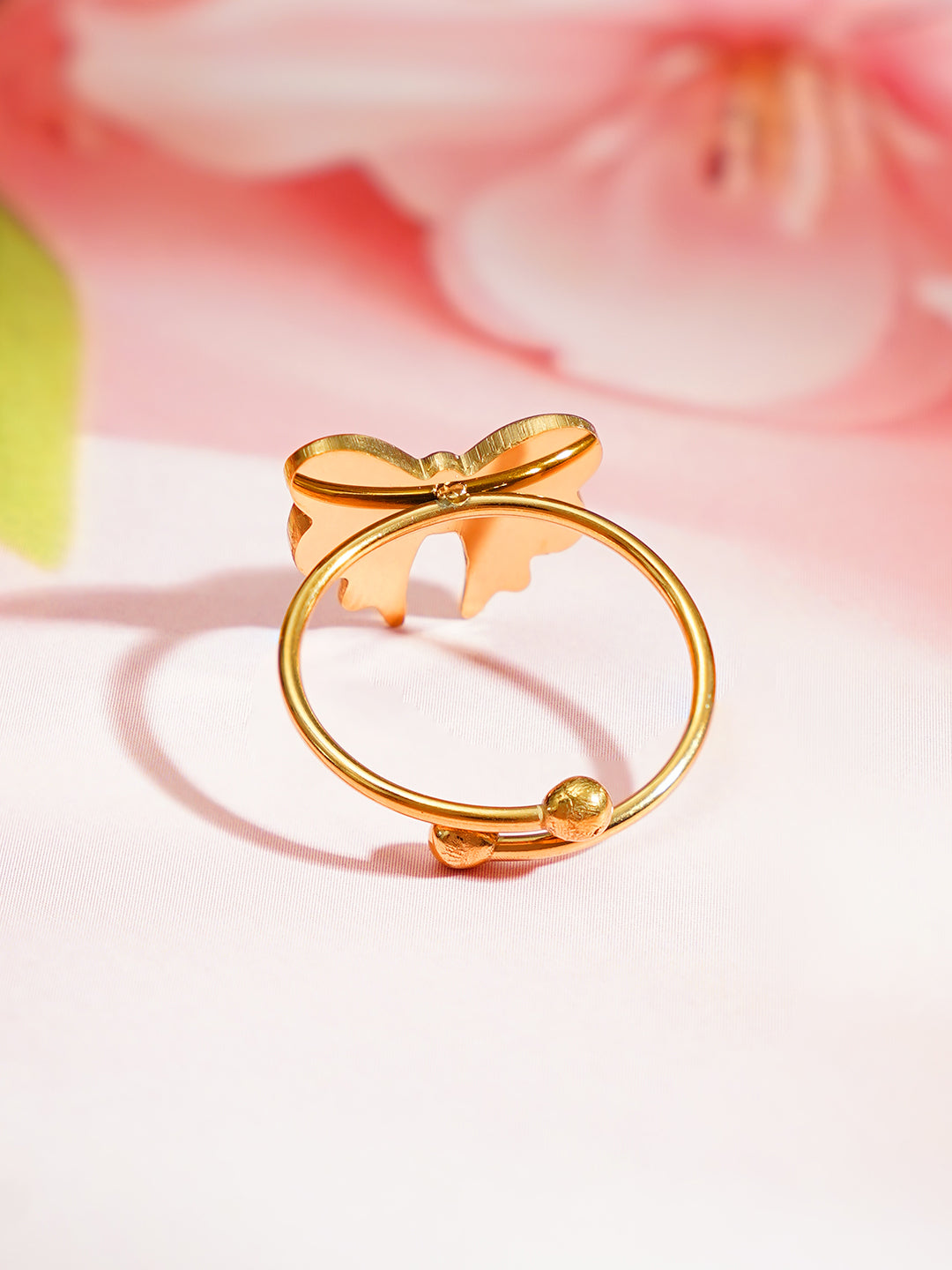 Demi Fine 18K Gold Plated Stainless steel Bow Knot Adjustable Ring Length - Adjustable