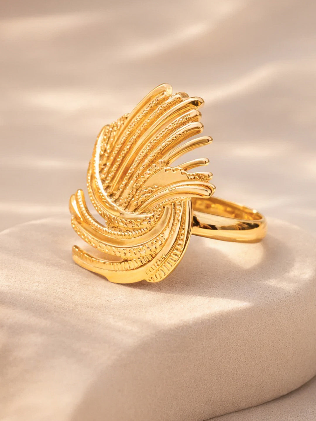 Demi Fine 18K Gold Plated Stainless steel Abstract Layered Adjustable Ring Length - 2.5 cm