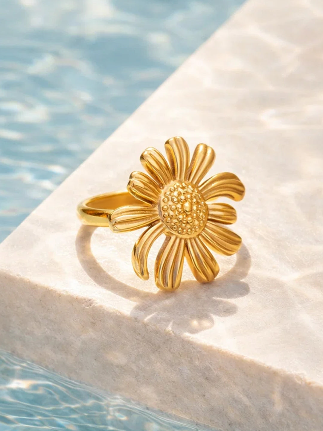 Demi Fine 18K Gold Plated Stainless steel Floral Ring Length - 2.8 cm