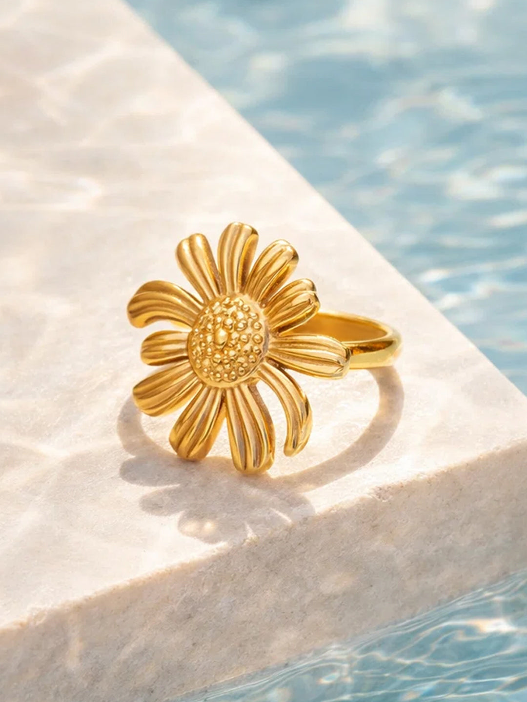 Demi Fine 18K Gold Plated Stainless steel Floral Ring Length - 2.8 cm