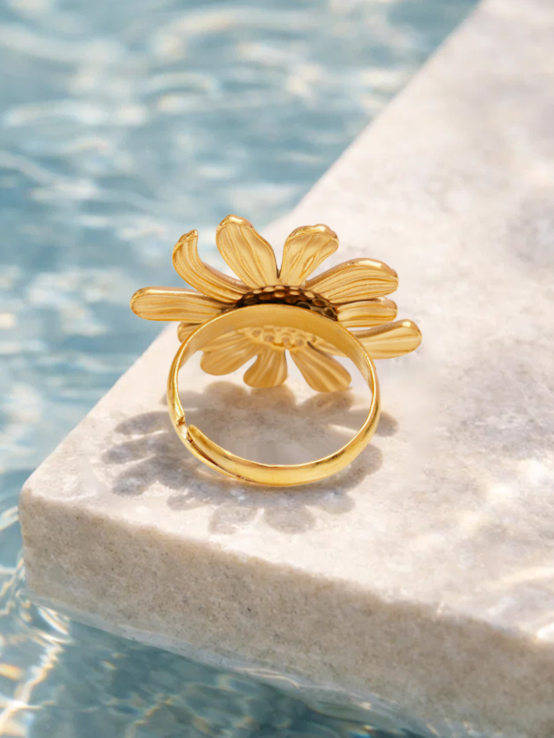 Demi Fine 18K Gold Plated Stainless steel Floral Ring Length - 2.8 cm