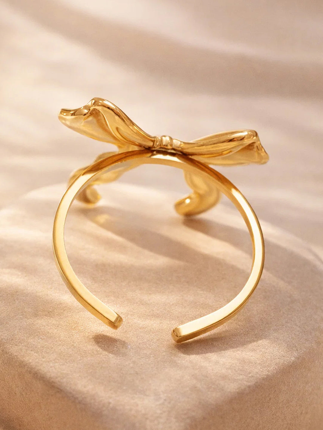 Demi Fine 18K Gold Plated Stainless steel Bow Knot Statement Adjustable Ring Length - Adjustable