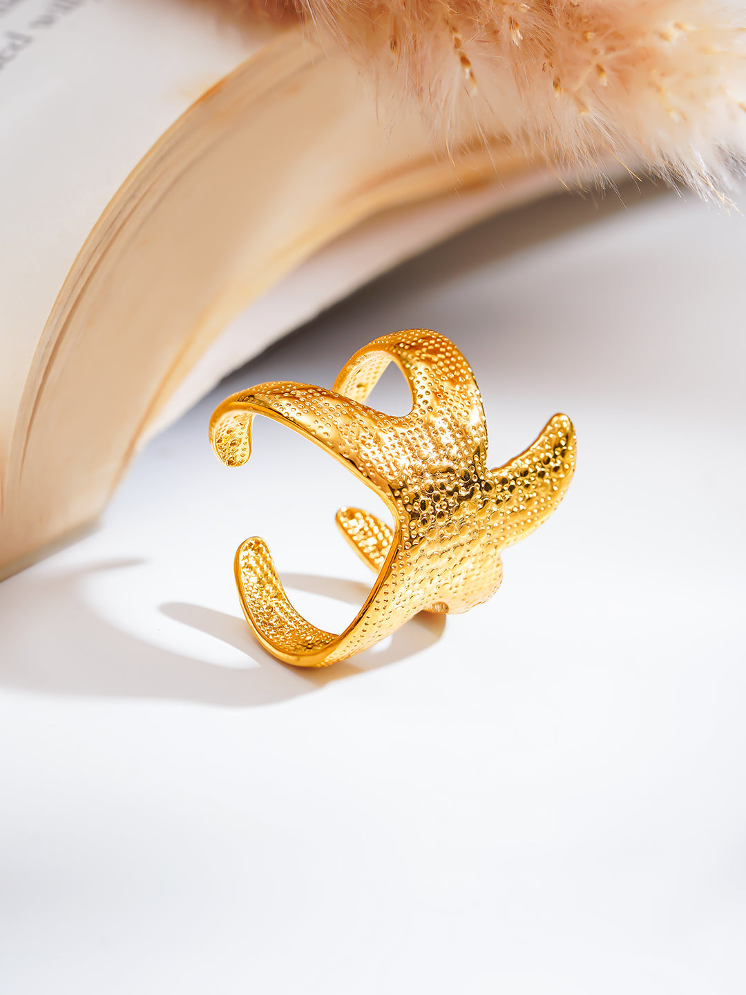Demi Fine 18K Gold Plated Stainless steel Coral Tide Statement Ring Length - Adjustable
