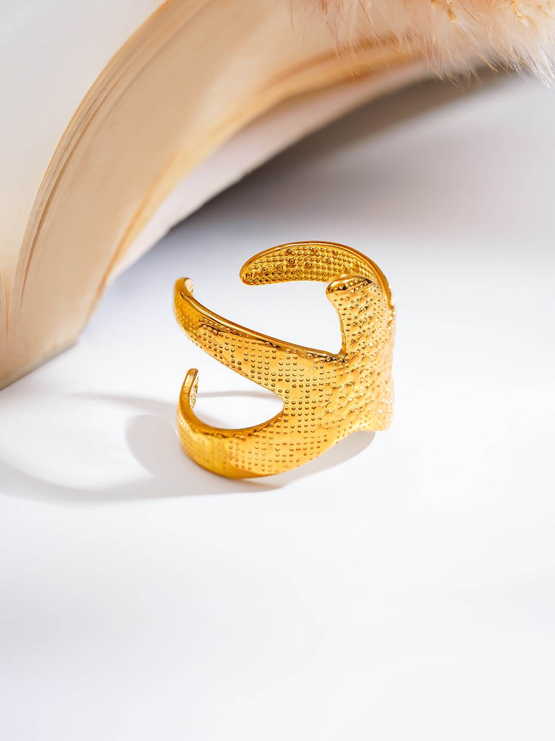 Demi Fine 18K Gold Plated Stainless steel Coral Tide Statement Ring Length - Adjustable