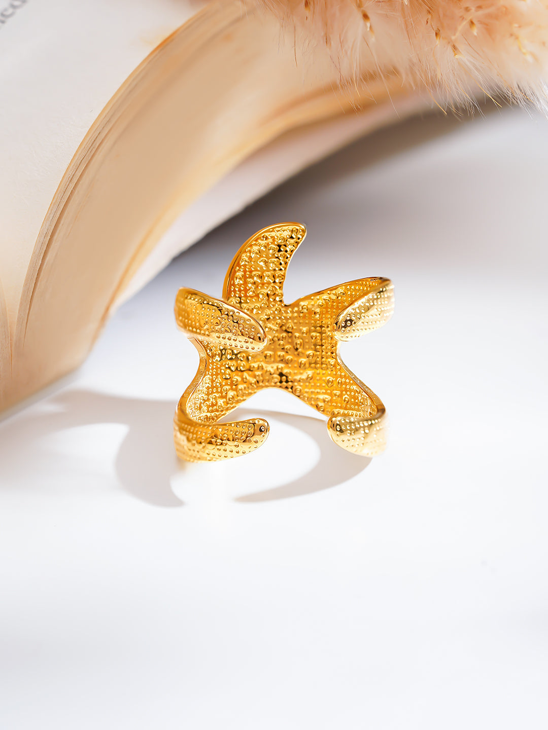 Demi Fine 18K Gold Plated Stainless steel Coral Tide Statement Ring Length - Adjustable