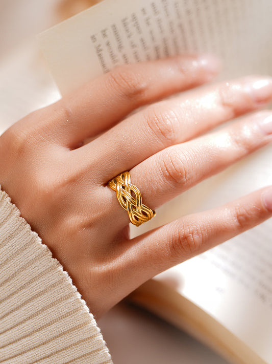 Demi Fine 18K Gold Plated Stainless steel Knotted Glow Everyday Ring Length - Adjustable
