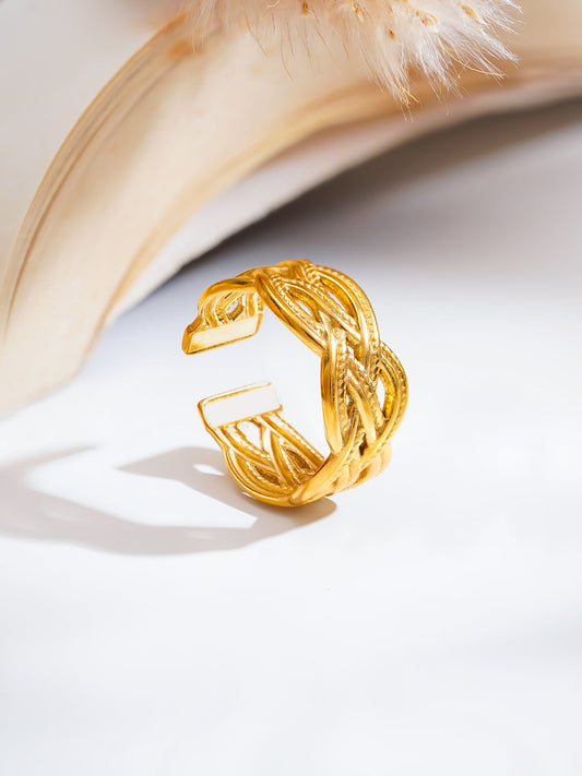 Demi Fine 18K Gold Plated Stainless steel Knotted Glow Everyday Ring Length - Adjustable