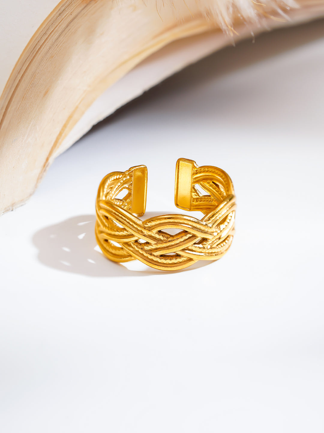 Demi Fine 18K Gold Plated Stainless steel Knotted Glow Everyday Ring Length - Adjustable
