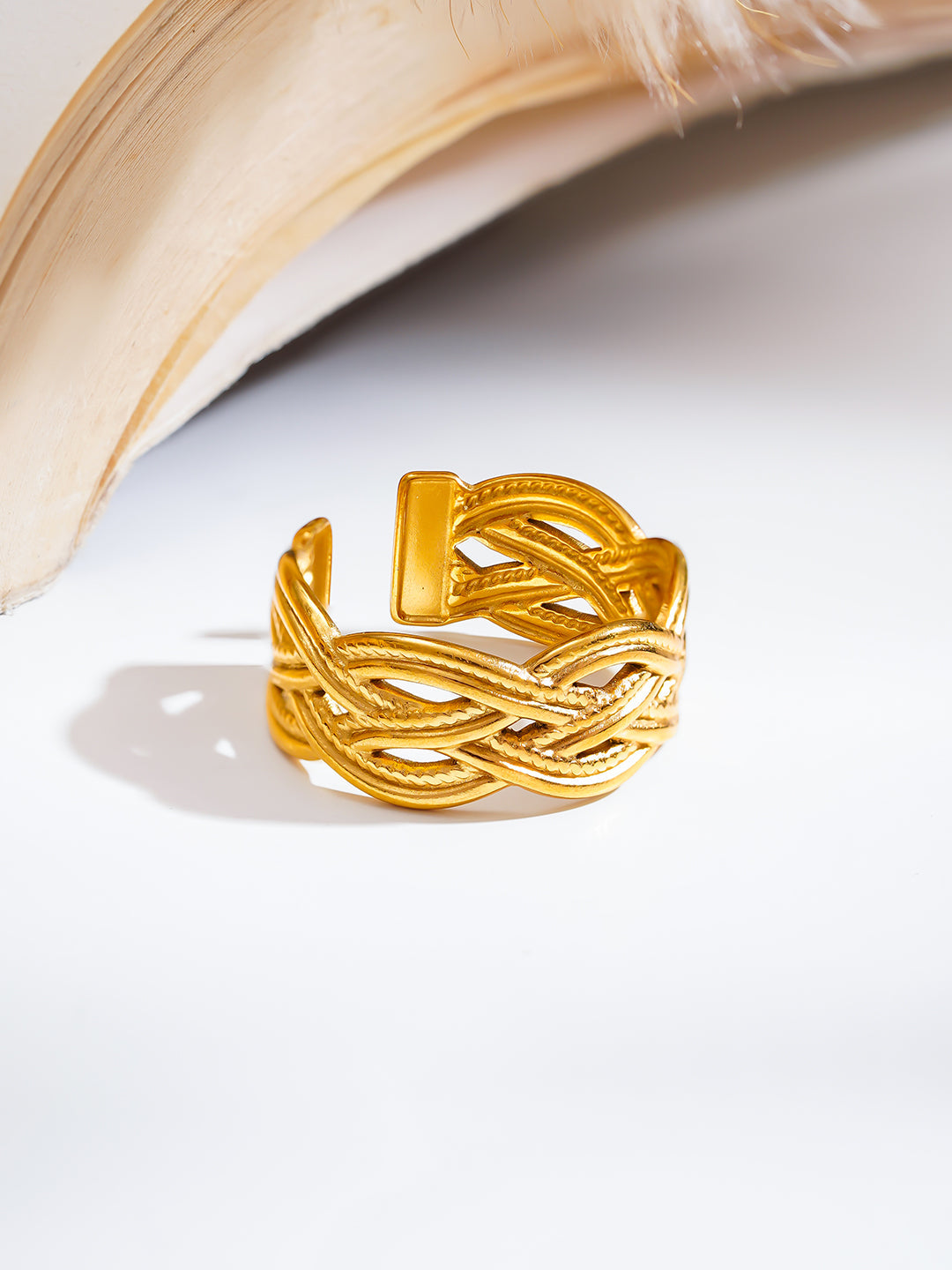 Demi Fine 18K Gold Plated Stainless steel Knotted Glow Everyday Ring Length - Adjustable