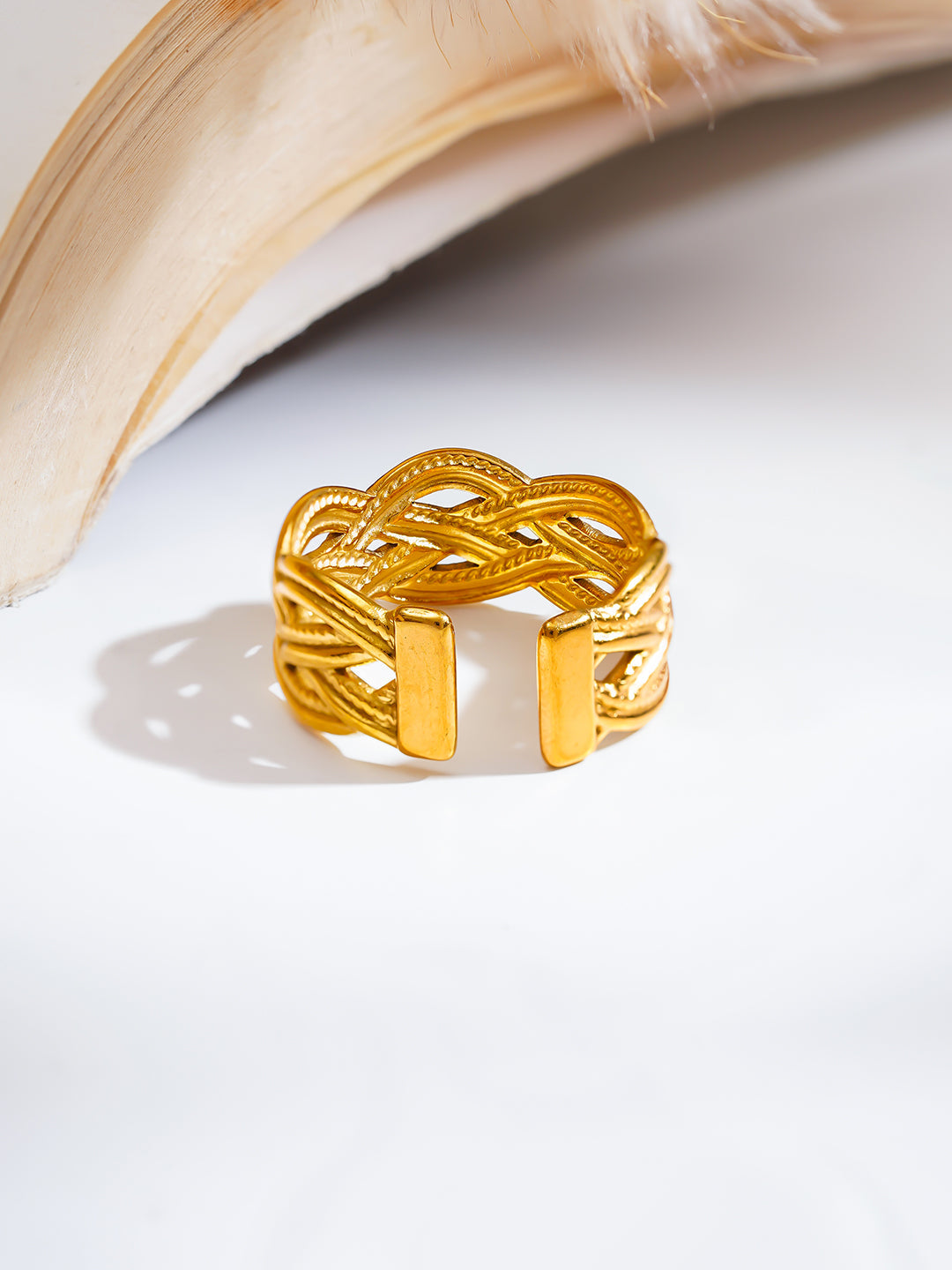 Demi Fine 18K Gold Plated Stainless steel Knotted Glow Everyday Ring Length - Adjustable
