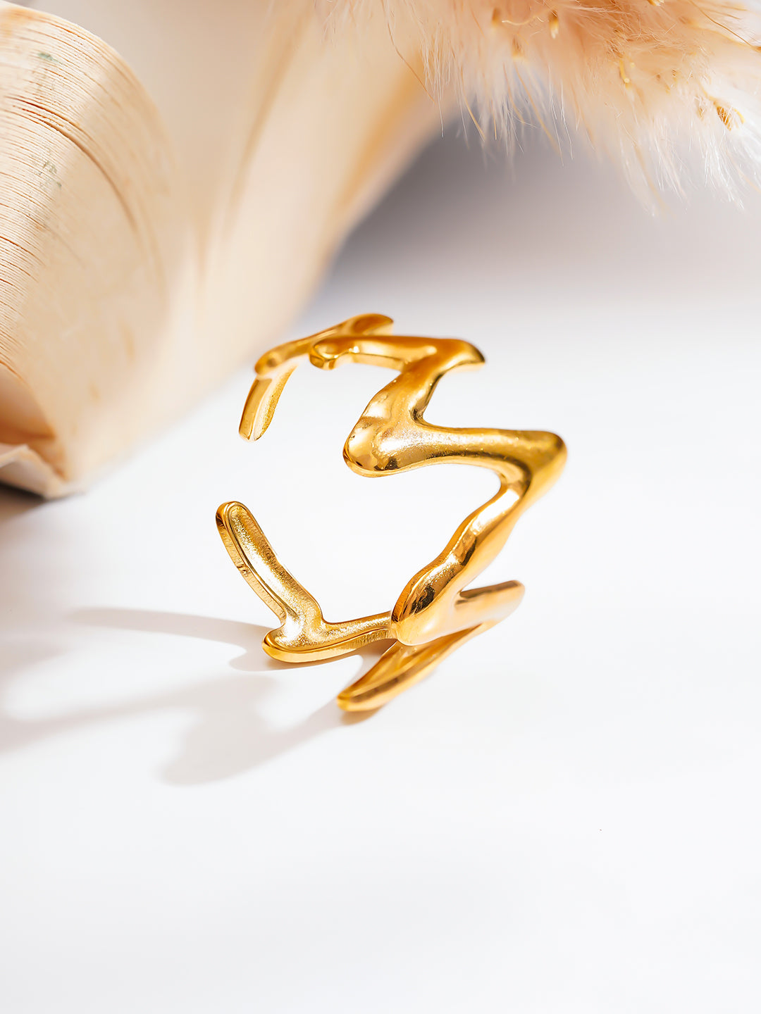 Demi Fine 18K Gold Plated Stainless steel Golden Rhythm Open Ring Length - Adjustable