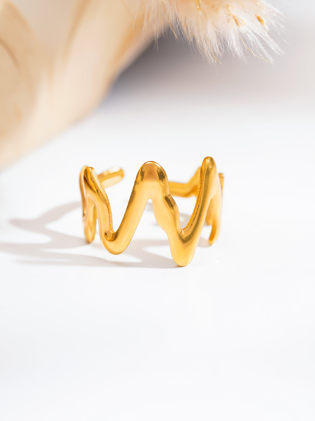 Demi Fine 18K Gold Plated Stainless steel Golden Rhythm Open Ring Length - Adjustable