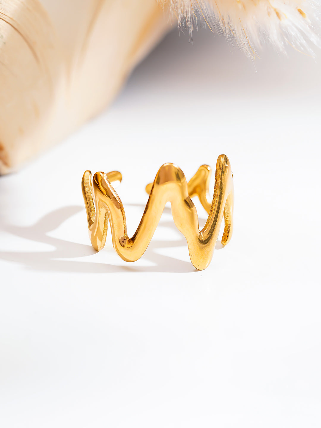 Demi Fine 18K Gold Plated Stainless steel Golden Rhythm Open Ring Length - Adjustable