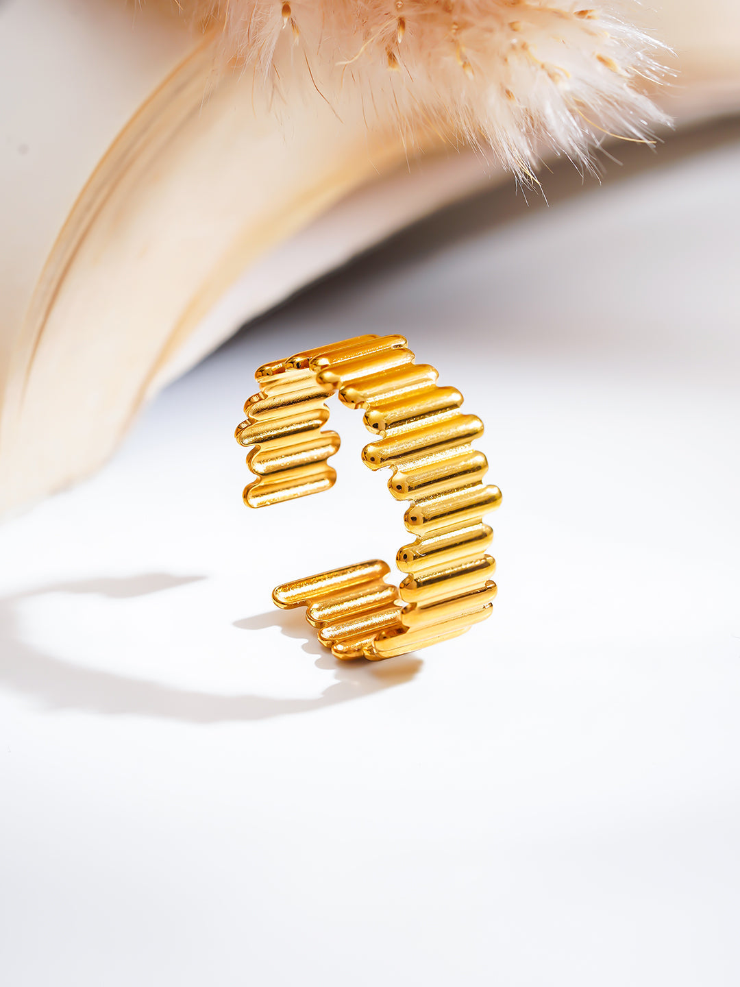 Demi Fine 18K Gold Plated Stainless steel Golden Beat Everyday Ring Length - Adjustable