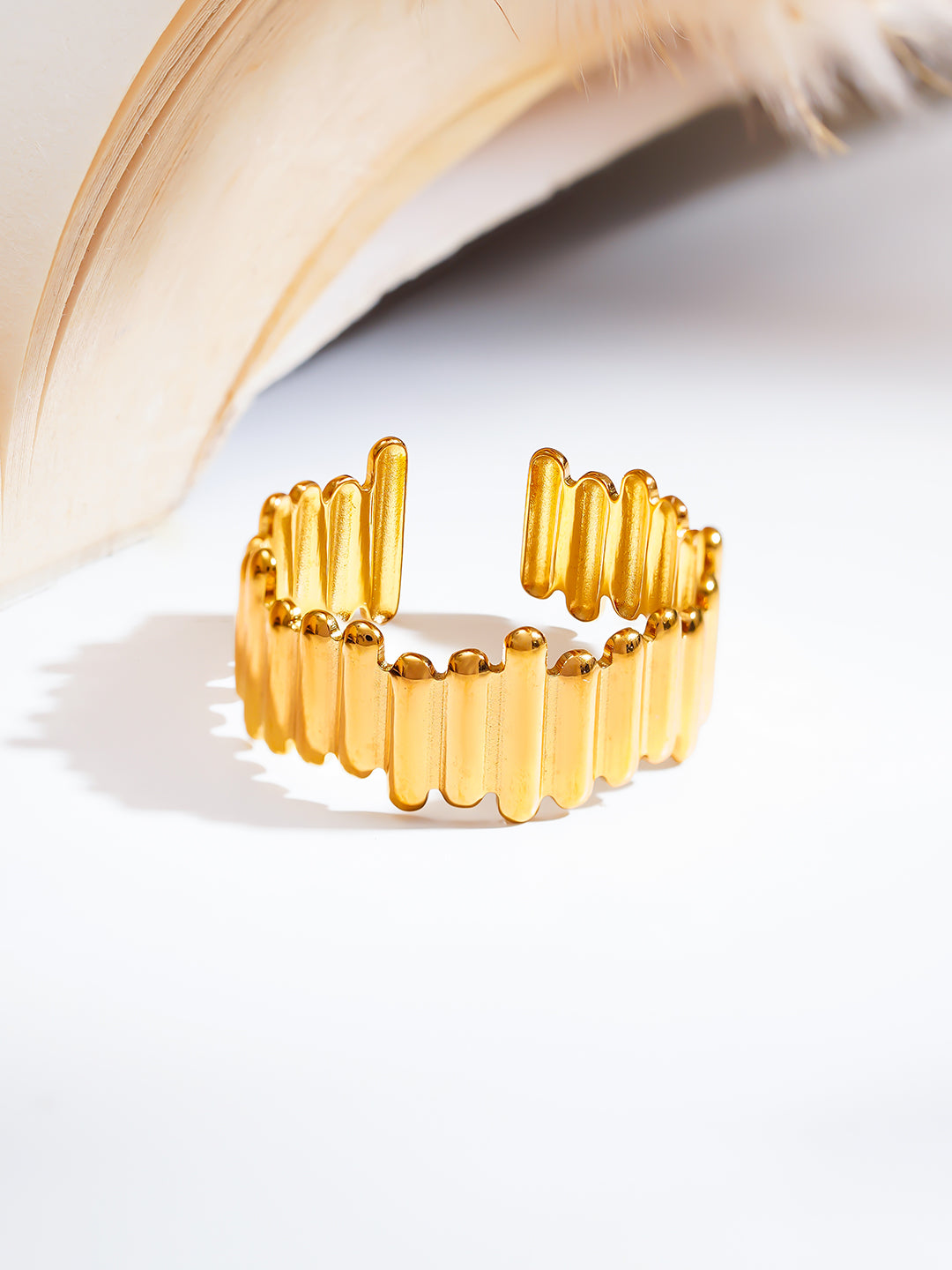 Demi Fine 18K Gold Plated Stainless steel Golden Beat Everyday Ring Length - Adjustable
