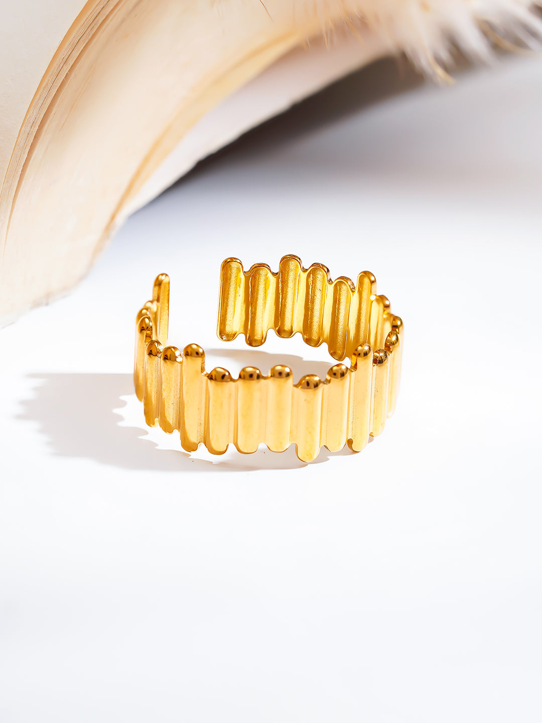 Demi Fine 18K Gold Plated Stainless steel Golden Beat Everyday Ring Length - Adjustable