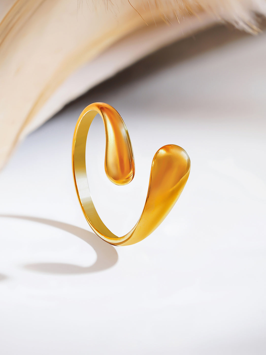 Demi Fine 18K Gold Plated Stainless steel Golden Flow Everyday Ring Length - 2 cm