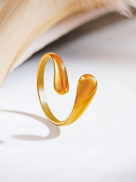 Demi Fine 18K Gold Plated Stainless steel Golden Flow Everyday Ring Length - 2 cm