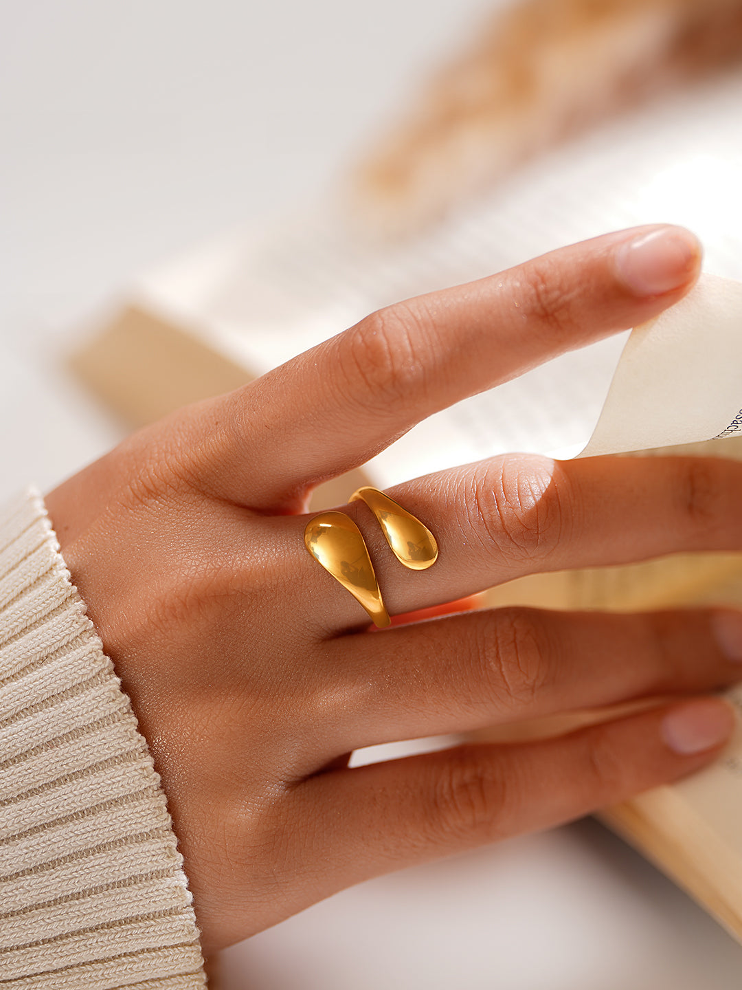 Demi Fine 18K Gold Plated Stainless steel Melted Muse Open Ring Length - Adjustable