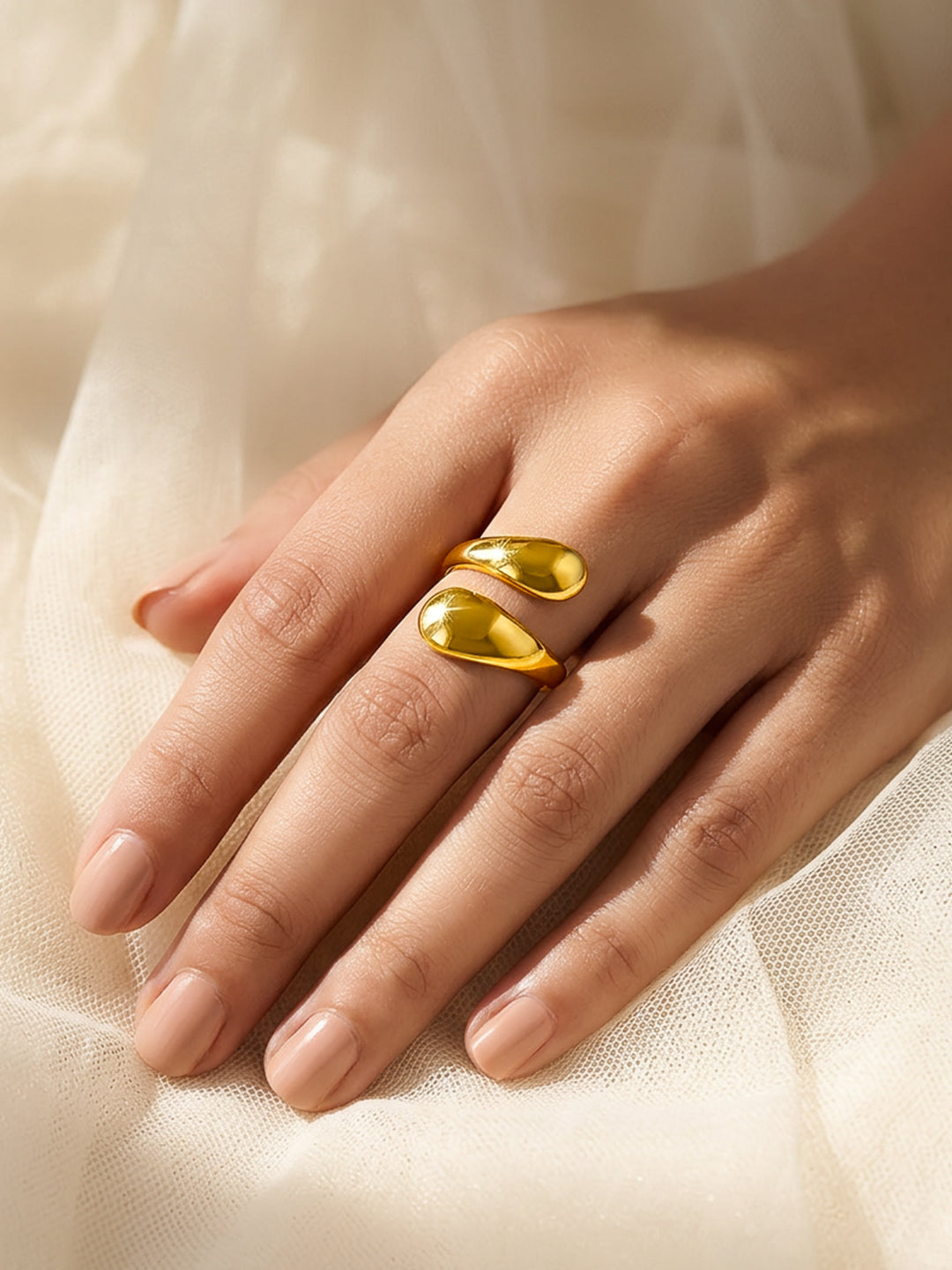 Demi Fine 18K Gold Plated Stainless steel Melted Muse Open Ring Length - Adjustable