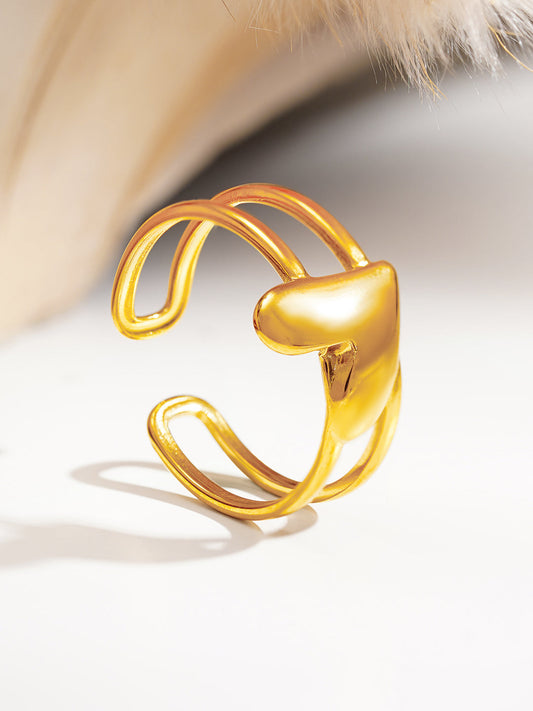 Demi Fine 18K Gold Plated Stainless steel Heartbeat Crush Open Ring Length - Adjustable
