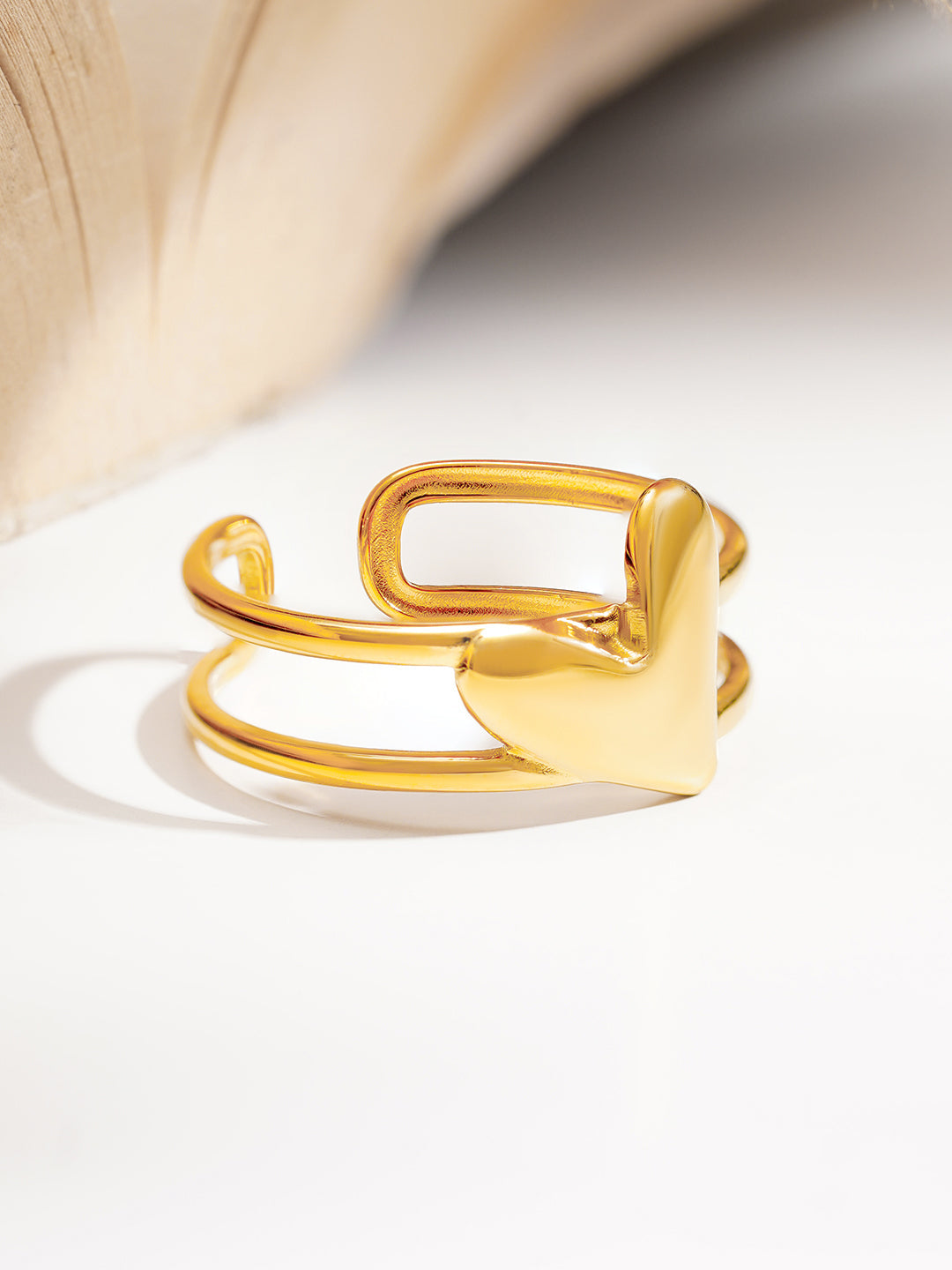 Demi Fine 18K Gold Plated Stainless steel Heartbeat Crush Open Ring Length - Adjustable