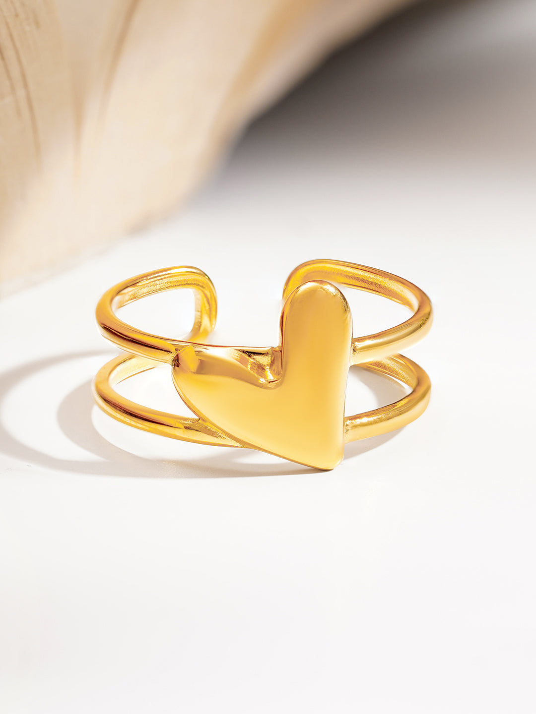 Demi Fine 18K Gold Plated Stainless steel Heartbeat Crush Open Ring Length - Adjustable