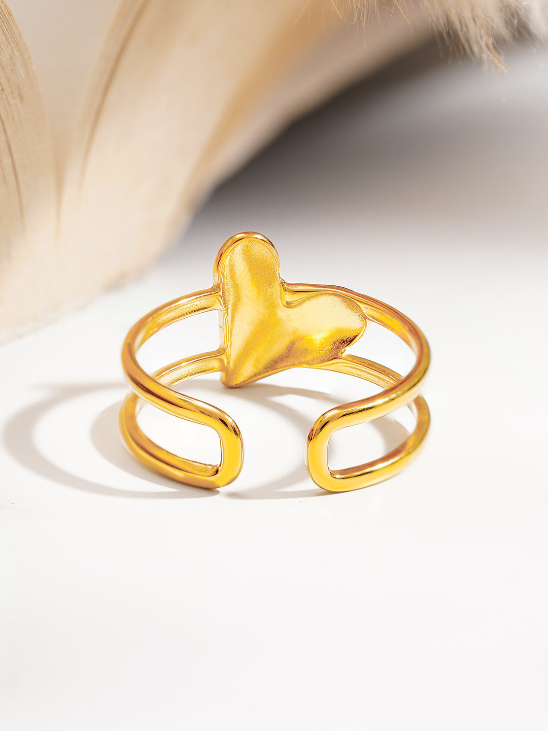 Demi Fine 18K Gold Plated Stainless steel Heartbeat Crush Open Ring Length - Adjustable