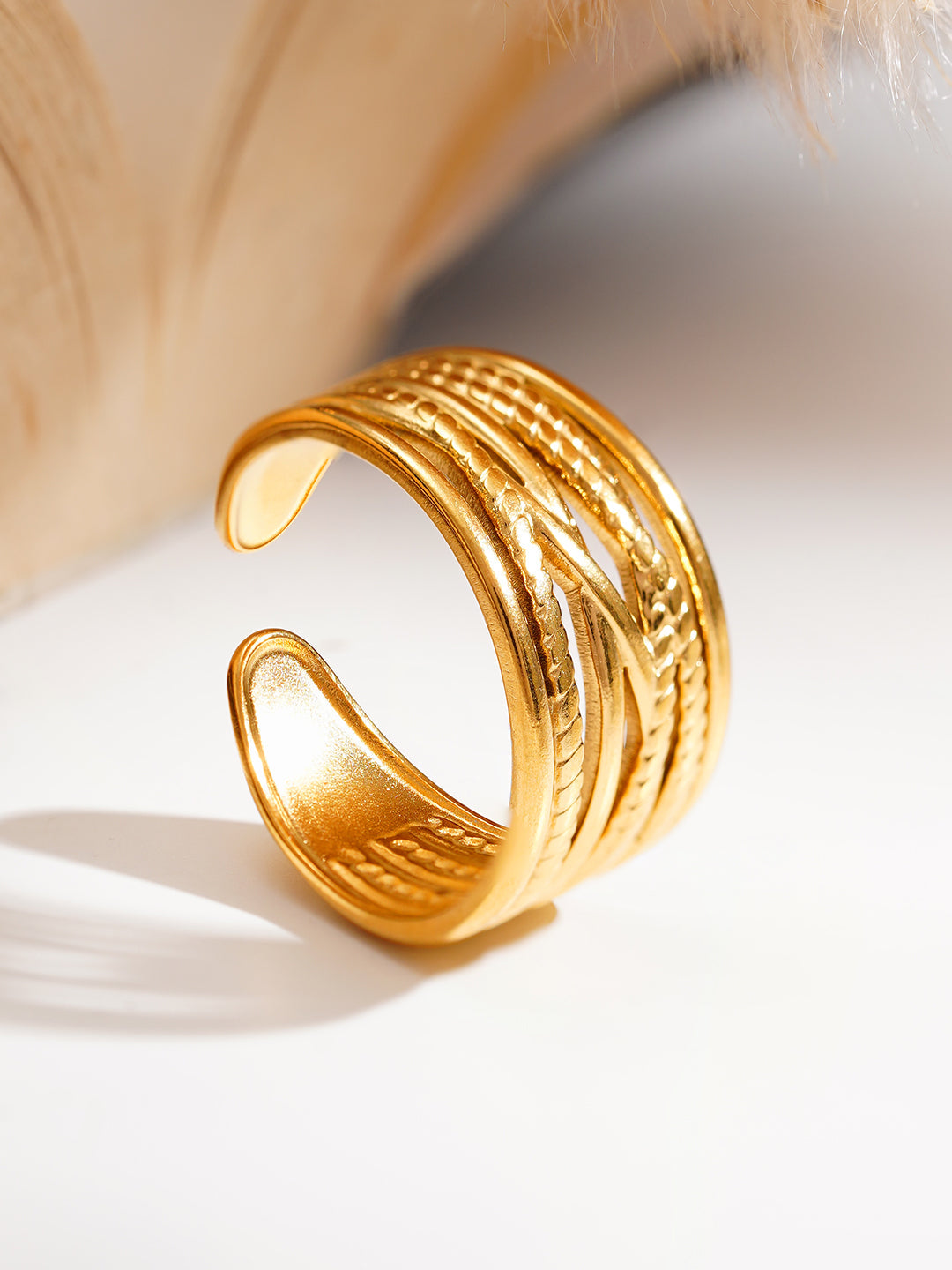 Demi Fine 18K Gold Plated Stainless steel Golden Rhythm Open Ring Length - Adjustable