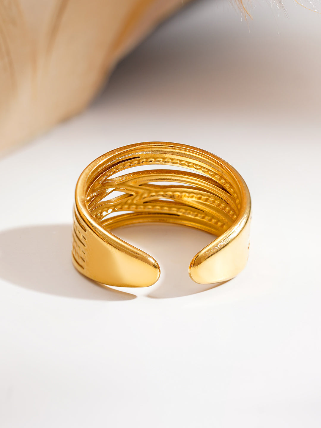 Demi Fine 18K Gold Plated Stainless steel Golden Rhythm Open Ring Length - Adjustable