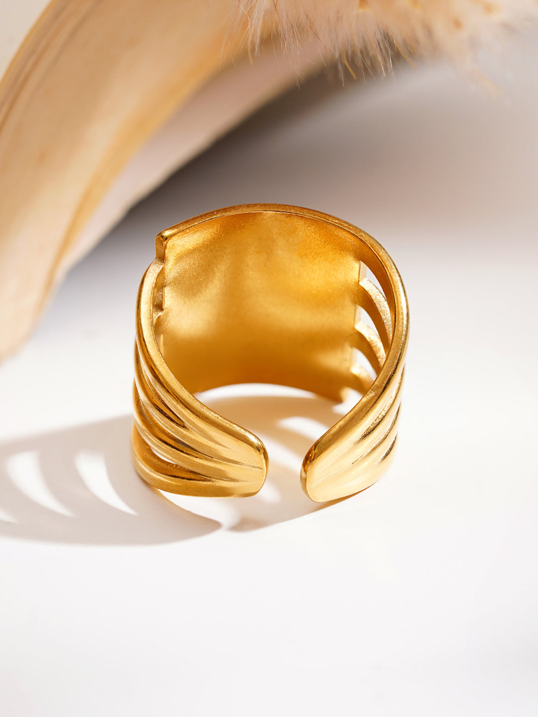 Demi Fine 18K Gold Plated Stainless steel Multi Layer Statement Open Ring Length - Regular