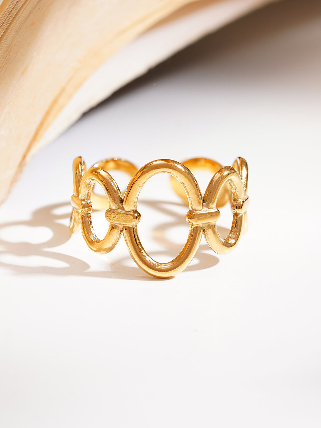 Demi Fine 18K Gold Plated Stainless steel Linked Oval Statement Ring Length - Adjustable