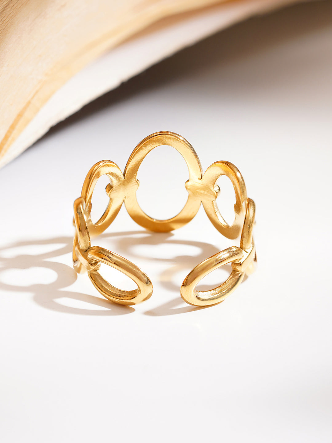 Demi Fine 18K Gold Plated Stainless steel Linked Oval Statement Ring Length - Adjustable