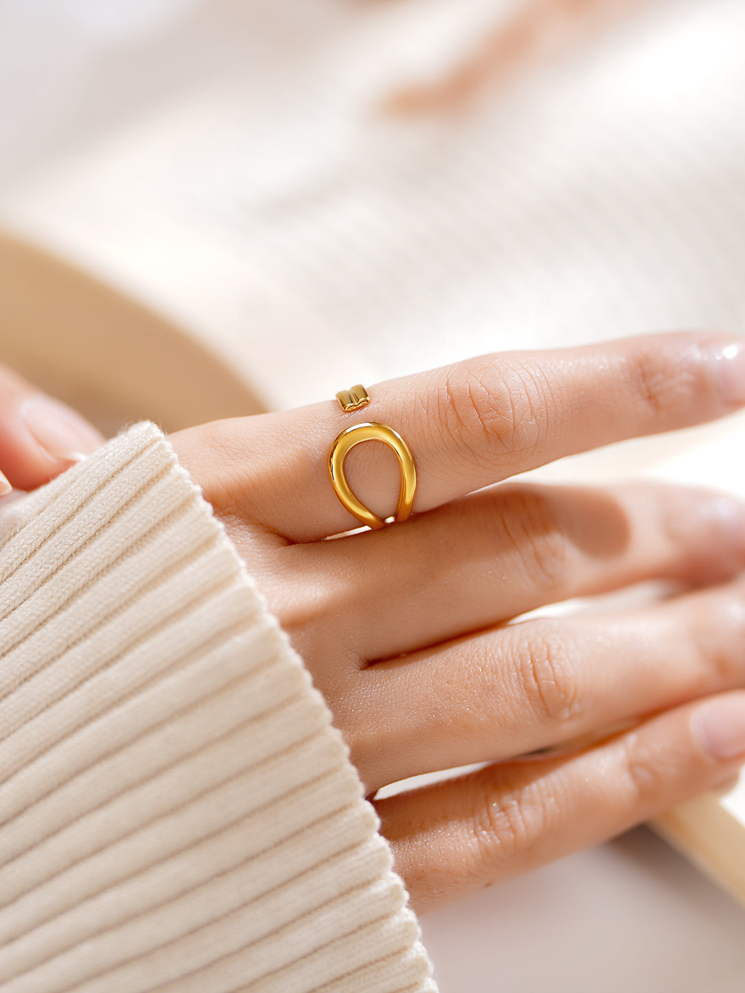 Demi Fine 18K Gold Plated Stainless steel Fluid Loop Statement Ring Length - Adjustable