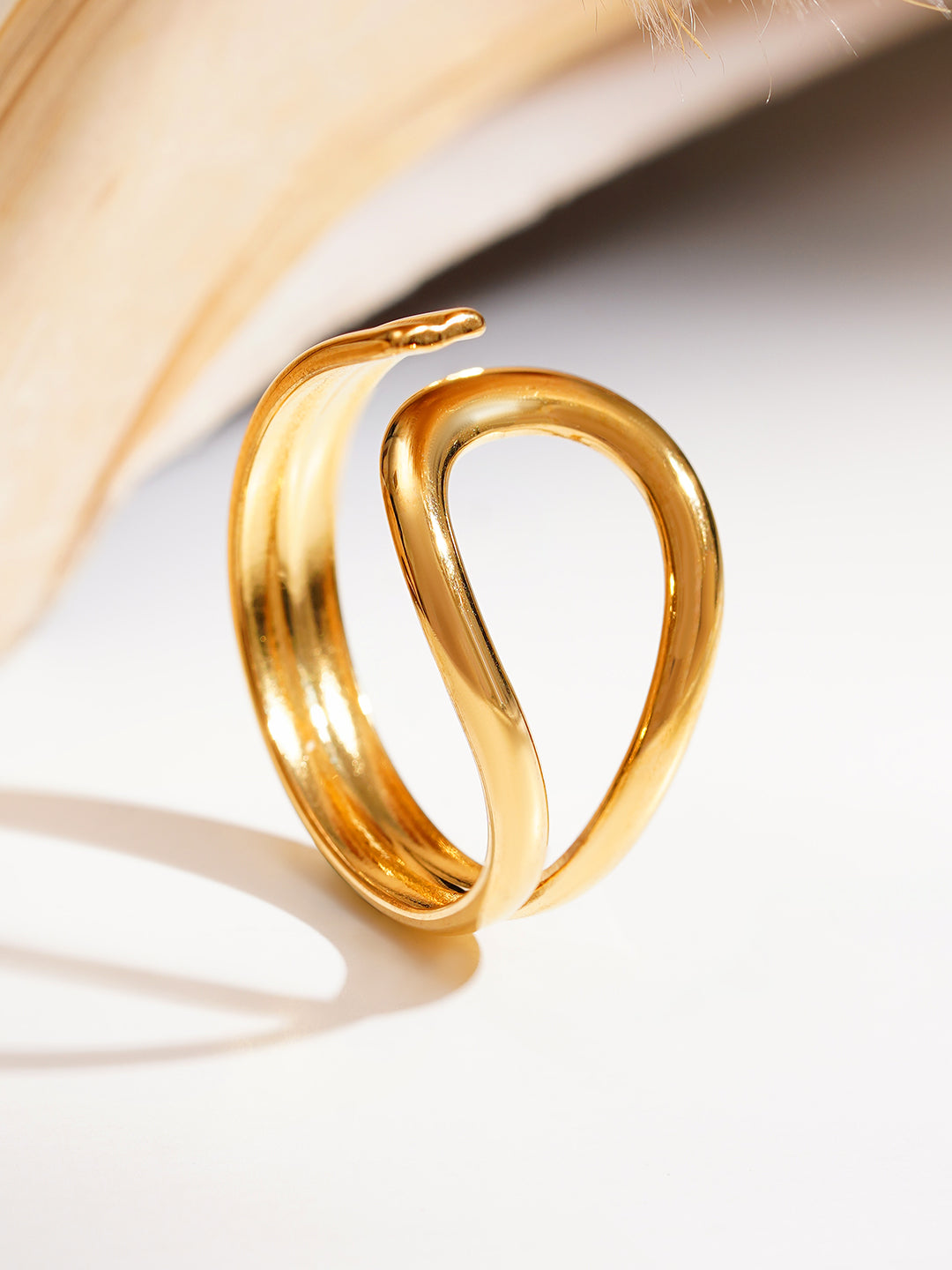 Demi Fine 18K Gold Plated Stainless steel Fluid Loop Statement Ring Length - Adjustable