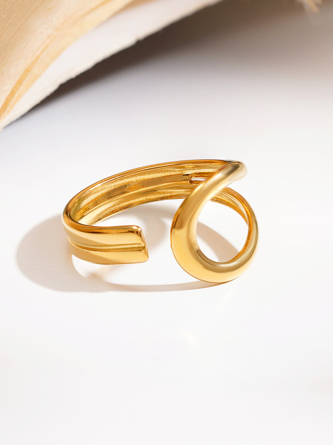 Demi Fine 18K Gold Plated Stainless steel Fluid Loop Statement Ring Length - Adjustable