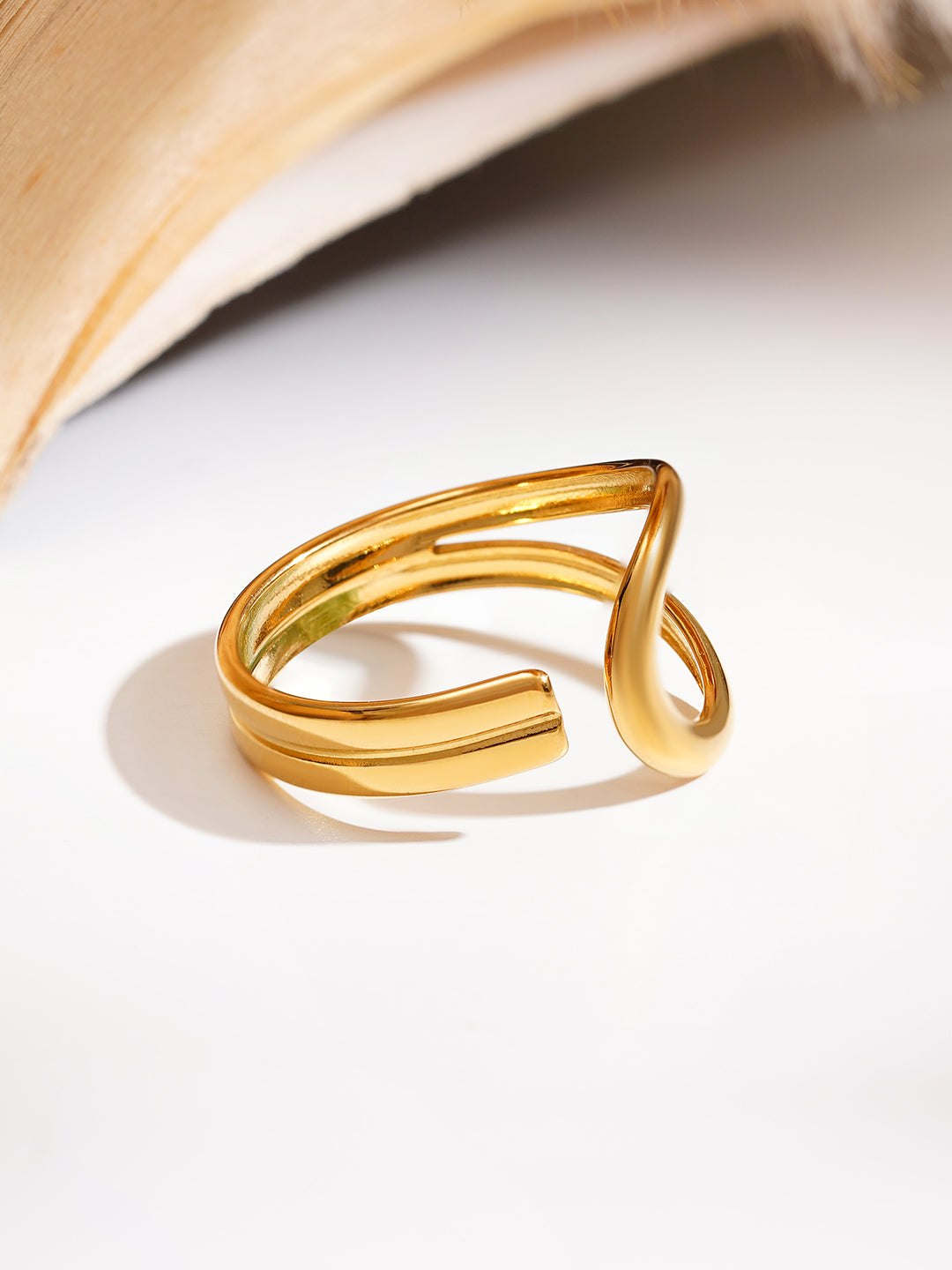 Demi Fine 18K Gold Plated Stainless steel Fluid Loop Statement Ring Length - Adjustable