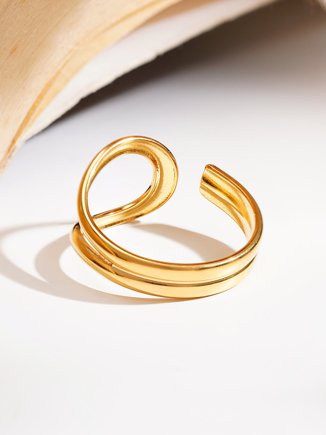 Demi Fine 18K Gold Plated Stainless steel Fluid Loop Statement Ring Length - Adjustable