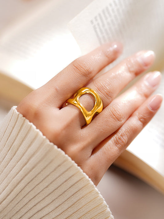 Demi Fine 18K Gold Plated Stainless steel Sculpted Statement Open Ring Length - Adjustable