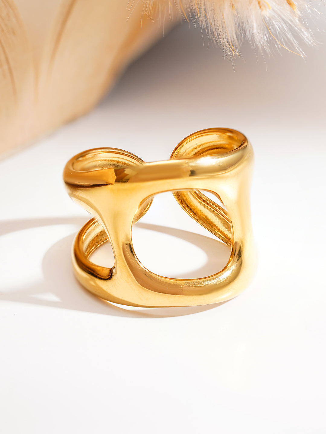 Demi Fine 18K Gold Plated Stainless steel Sculpted Statement Open Ring Length - Adjustable