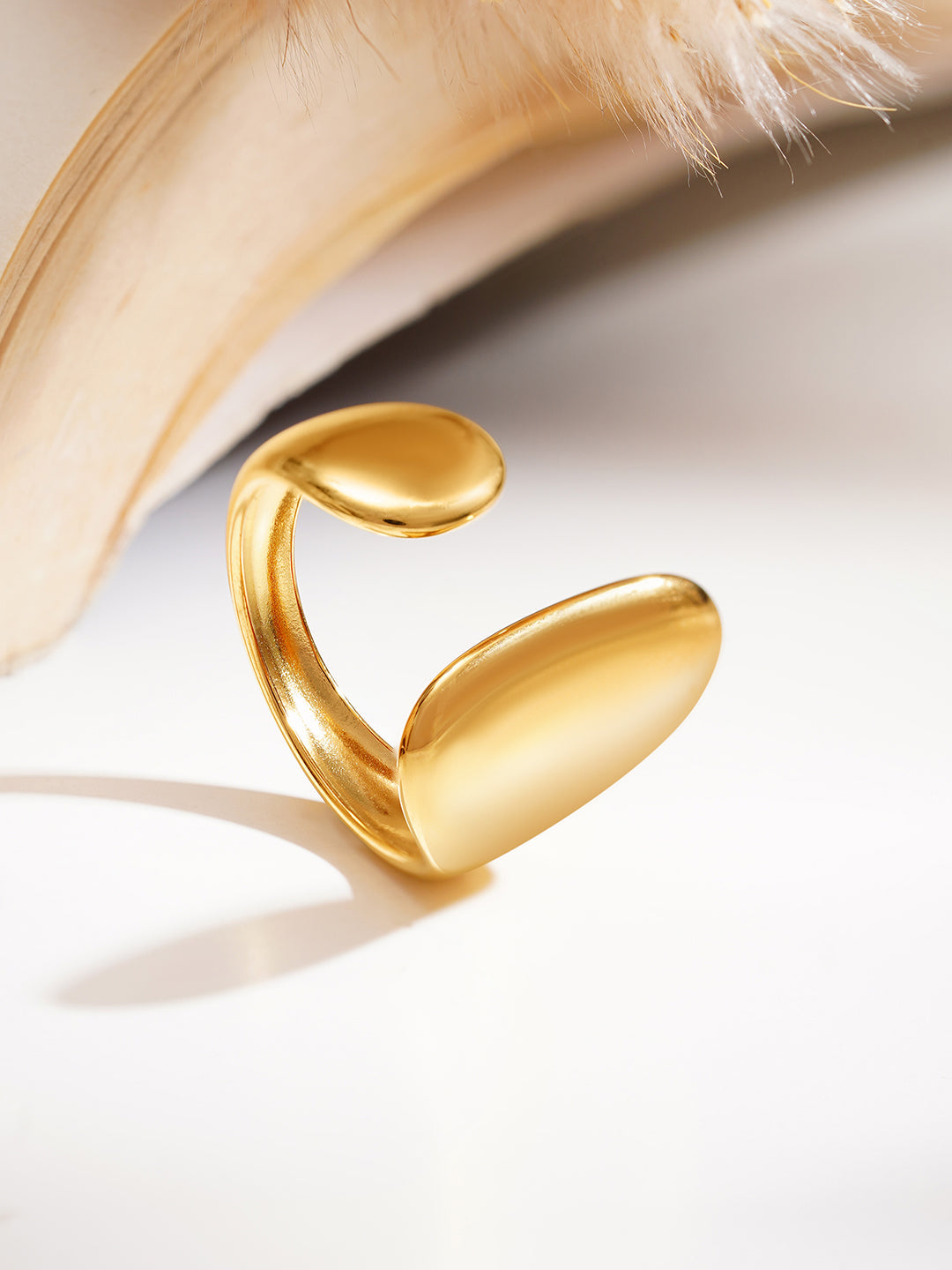 Demi Fine 18K Gold Plated Stainless steel Dual Disc Statement Ring Length - Adjustable